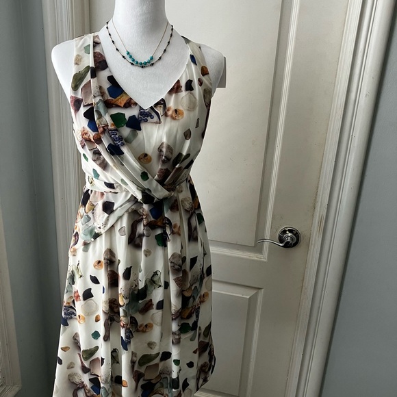 Elegant Costal vibe Multicolor Sleeveless very elegant waistband. Vintage dress - Picture 3 of 14